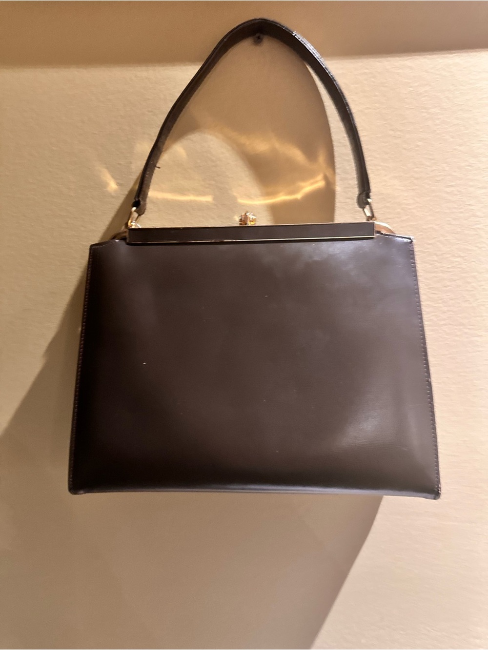 Classic Structured Top-Handle Women's Bag in Dark Brown
